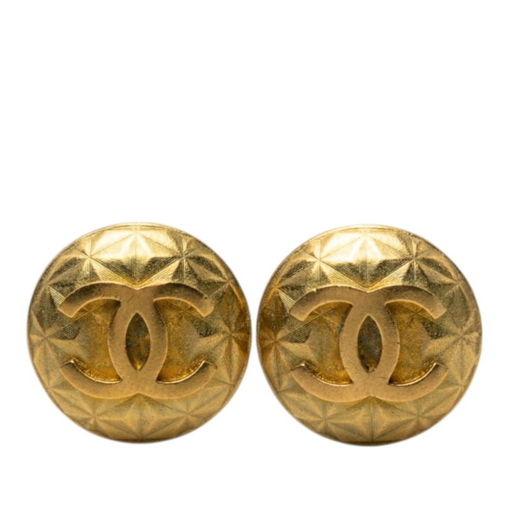 CHANEL Vintage Gold Logo Earrings